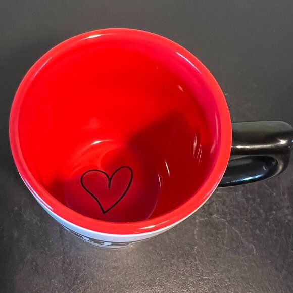 Stylish “Mrs.” White, Red & Black Ceramic Mug w/ Heart Shape Line Drawing - Picture 2 of 7